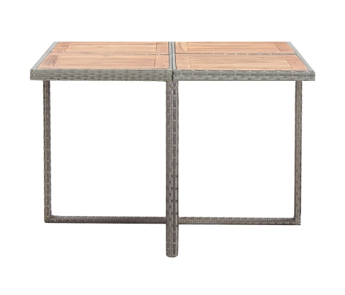 Set comedor de jardín 9 piezas y cojines ratán sintético gris