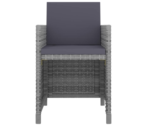 Set comedor de jardín 13 piezas y cojines ratán sintético gris