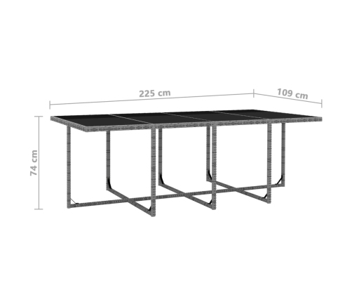 Set comedor de jardín 13 piezas y cojines ratán sintético gris