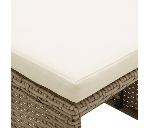 vidaXL Taburetes de jardín 2 uds con cojines ratán sintético beige