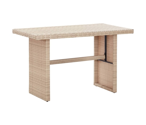 Mesa de jardín de ratán sintético beige 110x60x67 cm