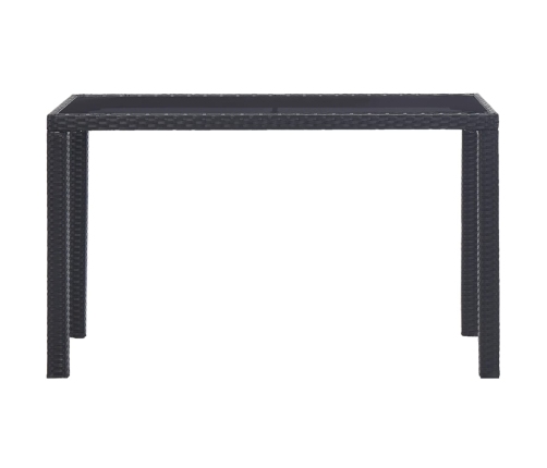 Mesa de jardín de ratán sintético negro 123x60x74 cm