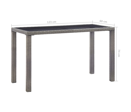 Mesa de jardín de ratán sintético gris antracita 123x60x74 cm