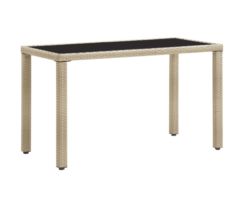 Mesa de jardín de ratán sintético beige 123x60x74 cm