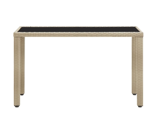 Mesa de jardín de ratán sintético beige 123x60x74 cm