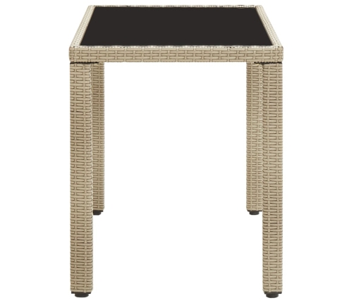 Mesa de jardín de ratán sintético beige 123x60x74 cm