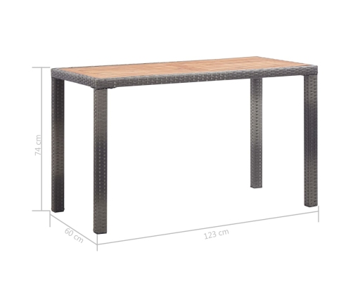 Mesa de jardín madera maciza acacia gris y marrón 123x60x74 cm