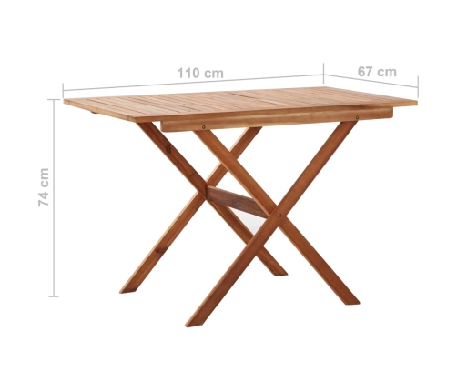 vidaXL Mesa de jardín de madera maciza de acacia 110x67x74 cm