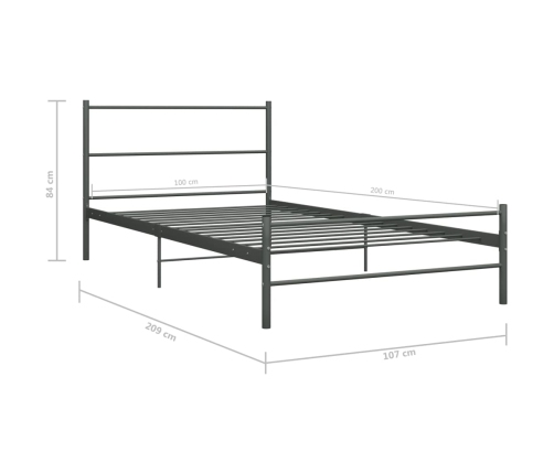 Estructura de cama sin colchón metal gris 100x200 cm