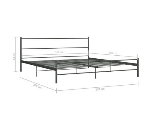 Estructura de cama sin colchón metal gris 200x200 cm