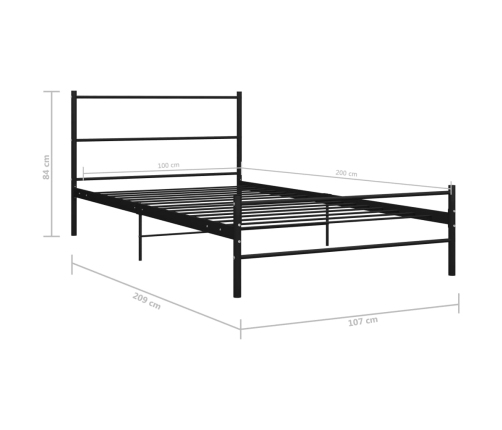 Estructura de cama de metal negro 100x200 cm