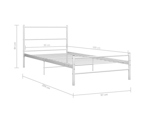 Estructura de cama de metal blanca 90x200 cm