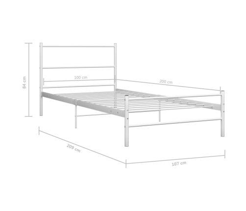 Estructura de cama sin colchón metal blanco 100x200 cm