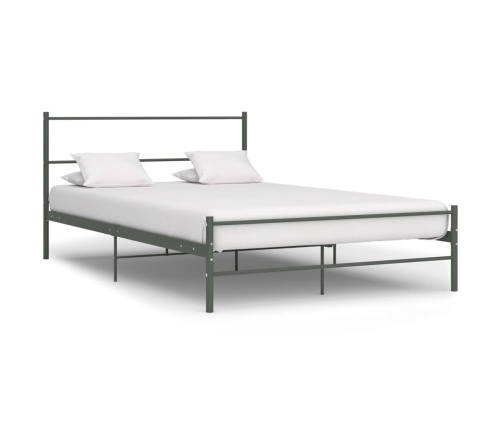 Estructura cama con cabecero sin colchón metal gris 160x200 cm