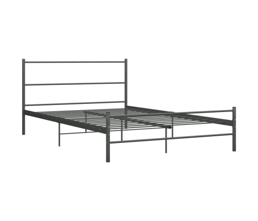 Estructura cama con cabecero sin colchón metal gris 160x200 cm