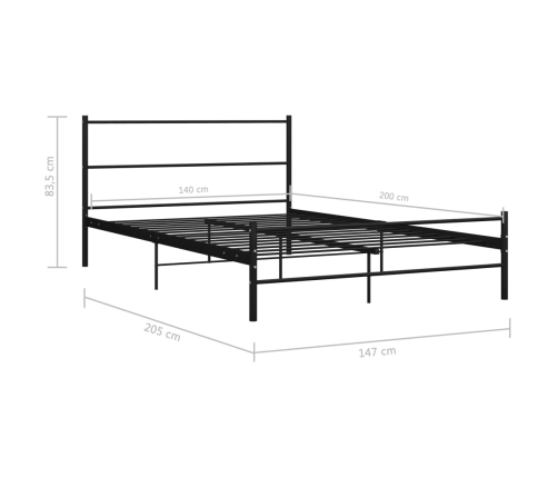 Estructura de cama de metal negro 140x200 cm