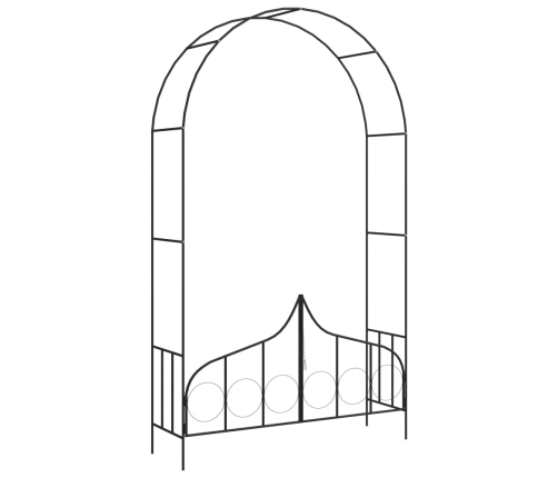 Arco de jardín con puerta hierro negro 138x40x238 cm