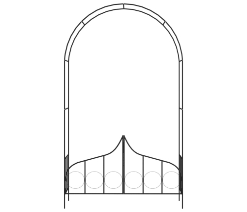 Arco de jardín con puerta hierro negro 138x40x238 cm