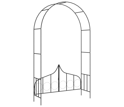 Arco de jardín con puerta hierro negro 138x40x238 cm