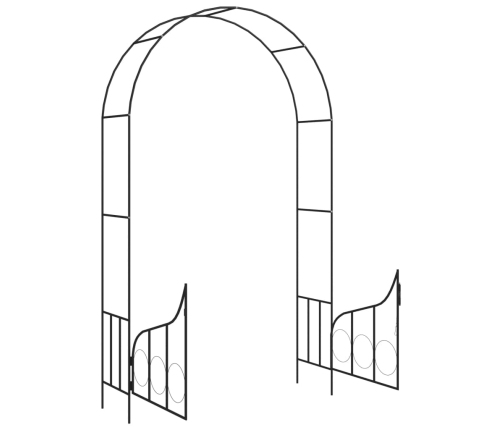 Arco de jardín con puerta hierro negro 138x40x238 cm