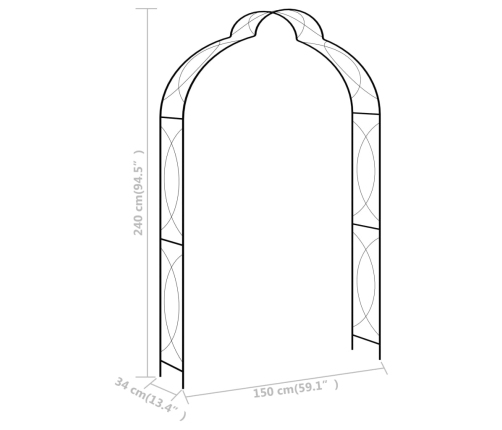 Arco de jardín hierro negro 150x34x240 cm