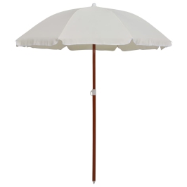 Sombrilla con palo de acero blanco arena 180 cm
