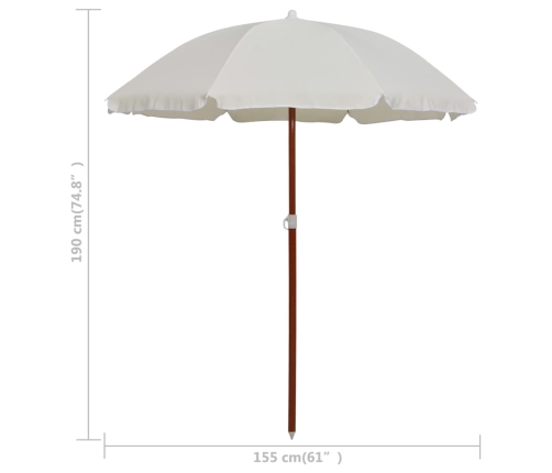 Sombrilla con palo de acero blanco arena 180 cm