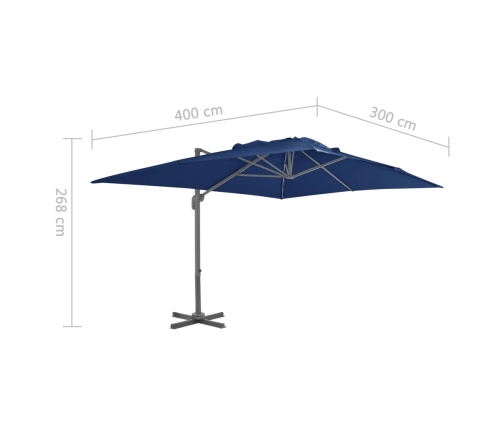 Sombrilla voladiza de jardín poste de aluminio azul azure 4x3 m