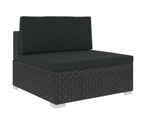 Set de muebles de jardín y cojines 7 pzas ratán sintético negro