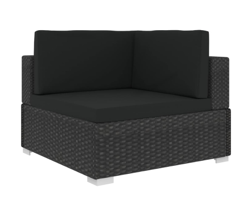 Set de muebles de jardín y cojines 7 pzas ratán sintético negro
