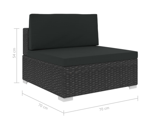 Set de muebles de jardín y cojines 7 pzas ratán sintético negro