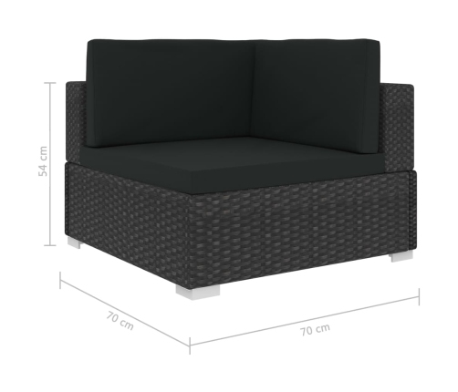 Set de muebles de jardín y cojines 7 pzas ratán sintético negro