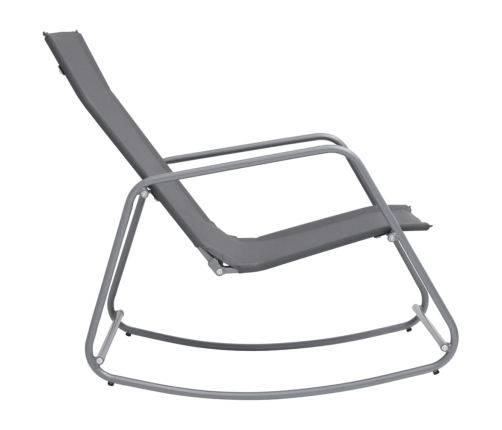 vidaXL Silla mecedora de jardín textilene gris 95x54x85 cm