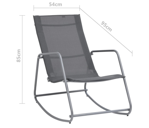 vidaXL Silla mecedora de jardín textilene gris 95x54x85 cm