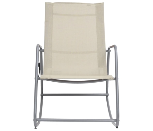 Silla mecedora de jardín textilene crema 95x54x85 cm