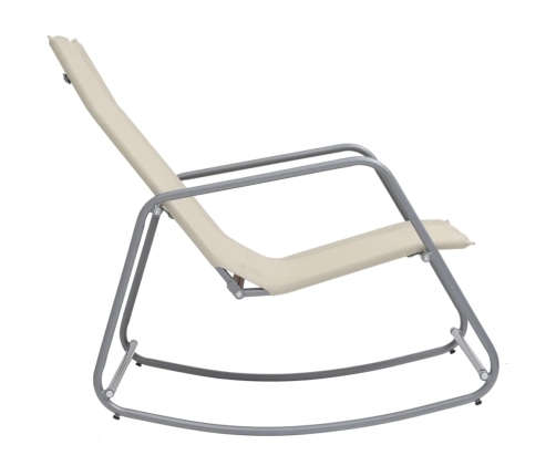 Silla mecedora de jardín textilene crema 95x54x85 cm