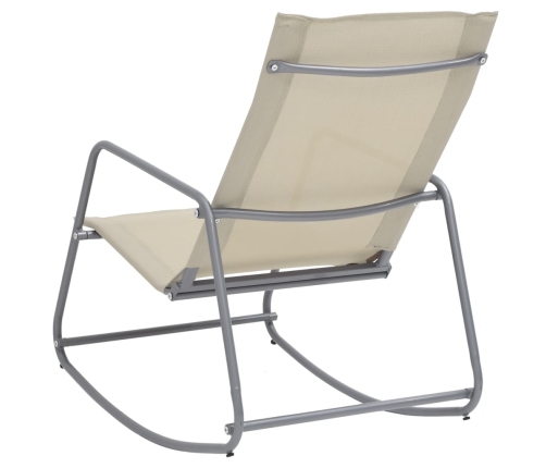 Silla mecedora de jardín textilene crema 95x54x85 cm