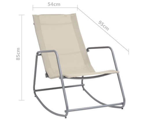 Silla mecedora de jardín textilene crema 95x54x85 cm