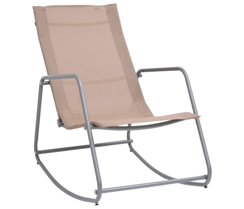 Silla mecedora de jardín textilene taupe 95x54x85 cm