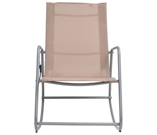 Silla mecedora de jardín textilene taupe 95x54x85 cm