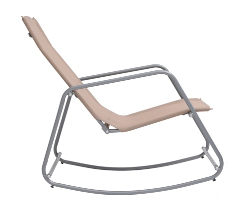 Silla mecedora de jardín textilene taupe 95x54x85 cm