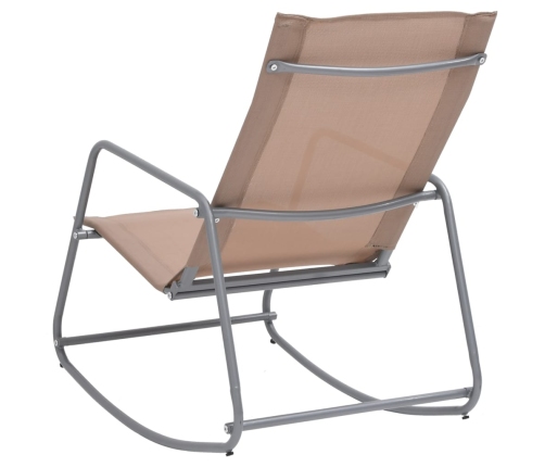 Silla mecedora de jardín textilene taupe 95x54x85 cm