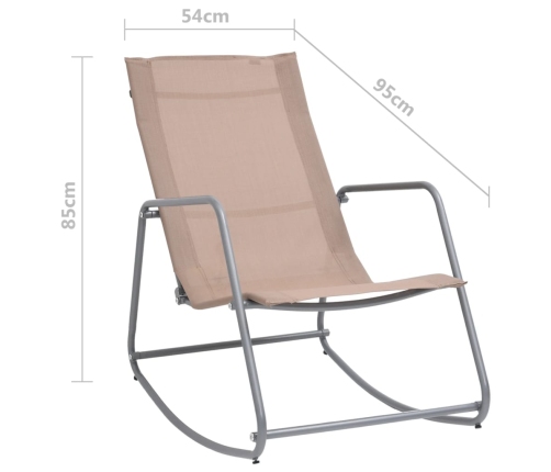 Silla mecedora de jardín textilene taupe 95x54x85 cm