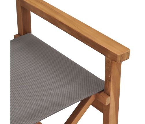 vidaXL Silla de director madera maciza de teca gris