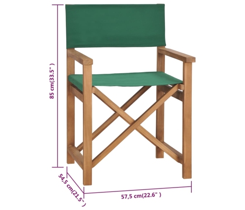 vidaXL Silla de director madera maciza de teca verde