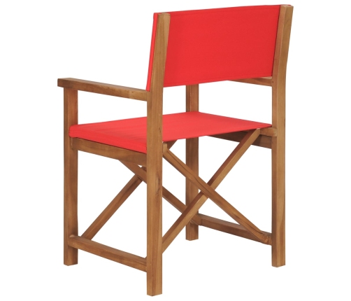 vidaXL Silla de director madera maciza de teca rojo