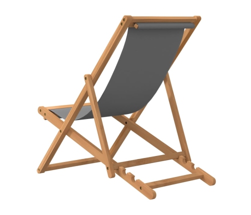 vidaXL Silla de playa plegable madera maciza de teca gris