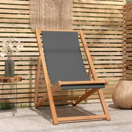 Silla de playa plegable madera maciza de teca gris