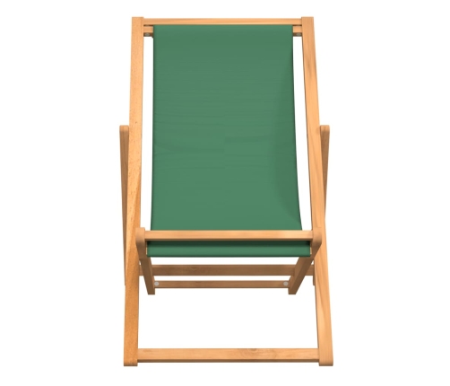 vidaXL Silla de playa plegable madera maciza de teca verde