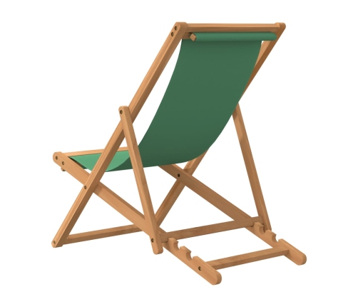 vidaXL Silla de playa plegable madera maciza de teca verde